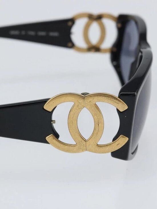 CHANEL Sunglasses plastic Black CC Auth main image 10